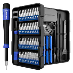 Juego de destornilladores de precisión pequeños de 64 piezas con puntas Torx, Triwing y Pentalobe para reparación de dispositivos electrónicos, ideal para computadoras, PC, portátiles, MacBook, tabletas, teléfonos, PS5, Xbox, Switch, vidrio y timbres.