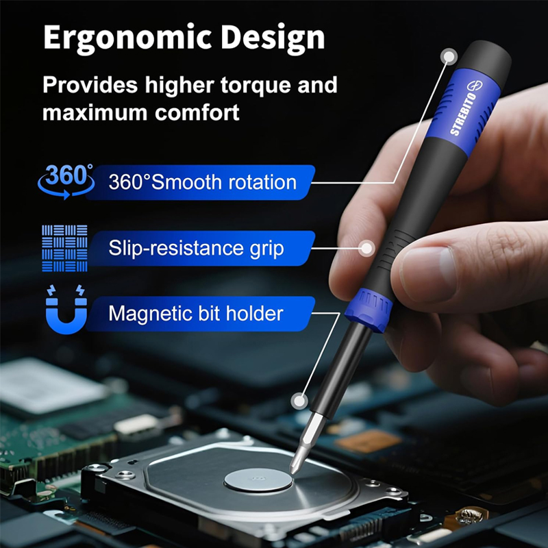 Juego de destornilladores de precisión pequeños de 64 piezas con puntas Torx, Triwing y Pentalobe para reparación de dispositivos electrónicos, ideal para computadoras, PC, portátiles, MacBook, tabletas, teléfonos, PS5, Xbox, Switch, vidrio y timbres. - Image 3