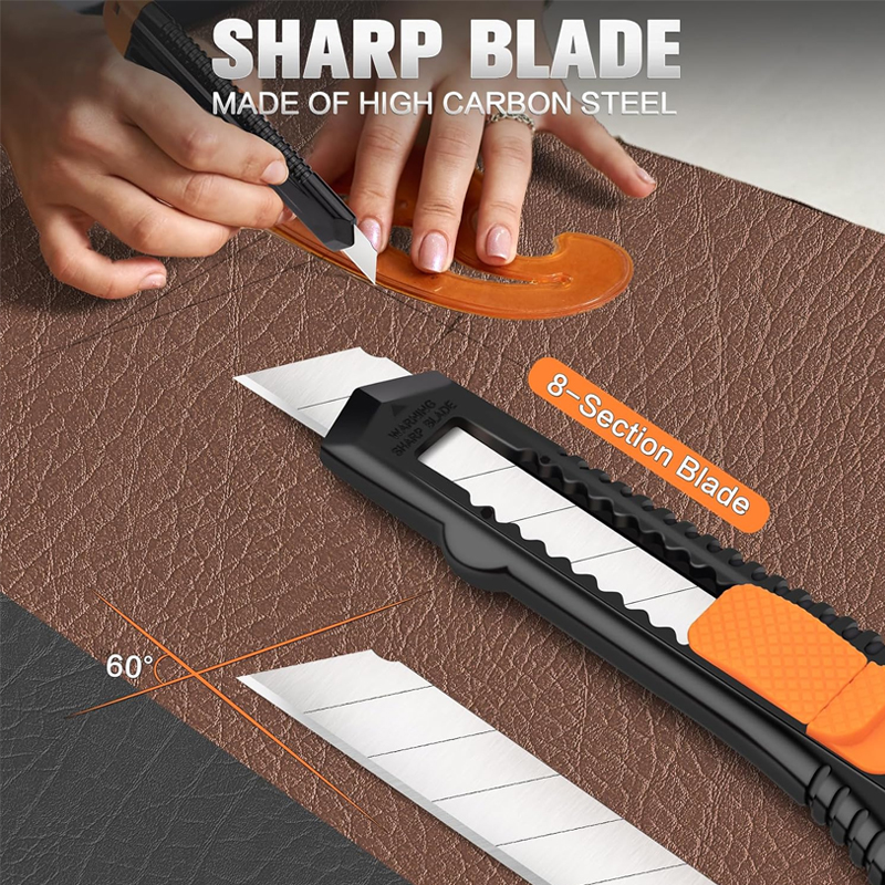 Cuchillo retráctil multiusos, paquete de 4 cortadores de cajas con hoja desprendible de 18 mm para papel, plástico y cartón. - Image 2