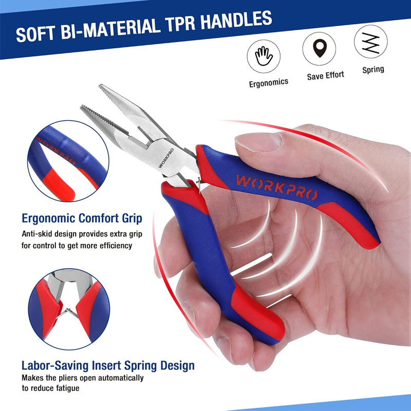 Juego de mini alicates, kit de 3 piezas de alicates pequeños. Incluye alicates diagonales de 4", alicates de punta larga de 5" y alicates de punta fina de 6". Para manualidades y reparación de dispositivos electrónicos. - Image 2