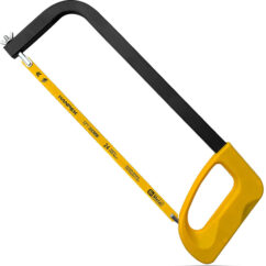 Sierra de mano de alta tensión de 12 pulgadas con hoja bimetálica de 24 dientes por pulgada, ideal para metal, madera, PVC y carpintería.