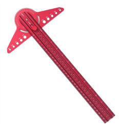 Regla de marcado para carpintería de 13" con buscador de ángulos, regla en T deslizante de aleación de aluminio ajustable (roja)