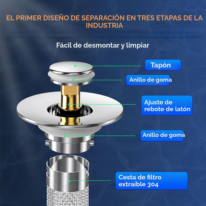 Filtro de desagüe para lavabo de baño, filtro emergente con cesta de filtro extraíble de acero inoxidable, tapón de desagüe para lavabo de baño, repuesto para lavabo de EE. UU. (2 unidades) - Image 3
