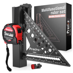 Juego de escuadra de carpintero Preciva: escuadra de viga de 7 pulgadas, organizador de cinturón y cinta métrica, herramienta multiusos para carpintero, diseño y medición de herramientas para carpintería.